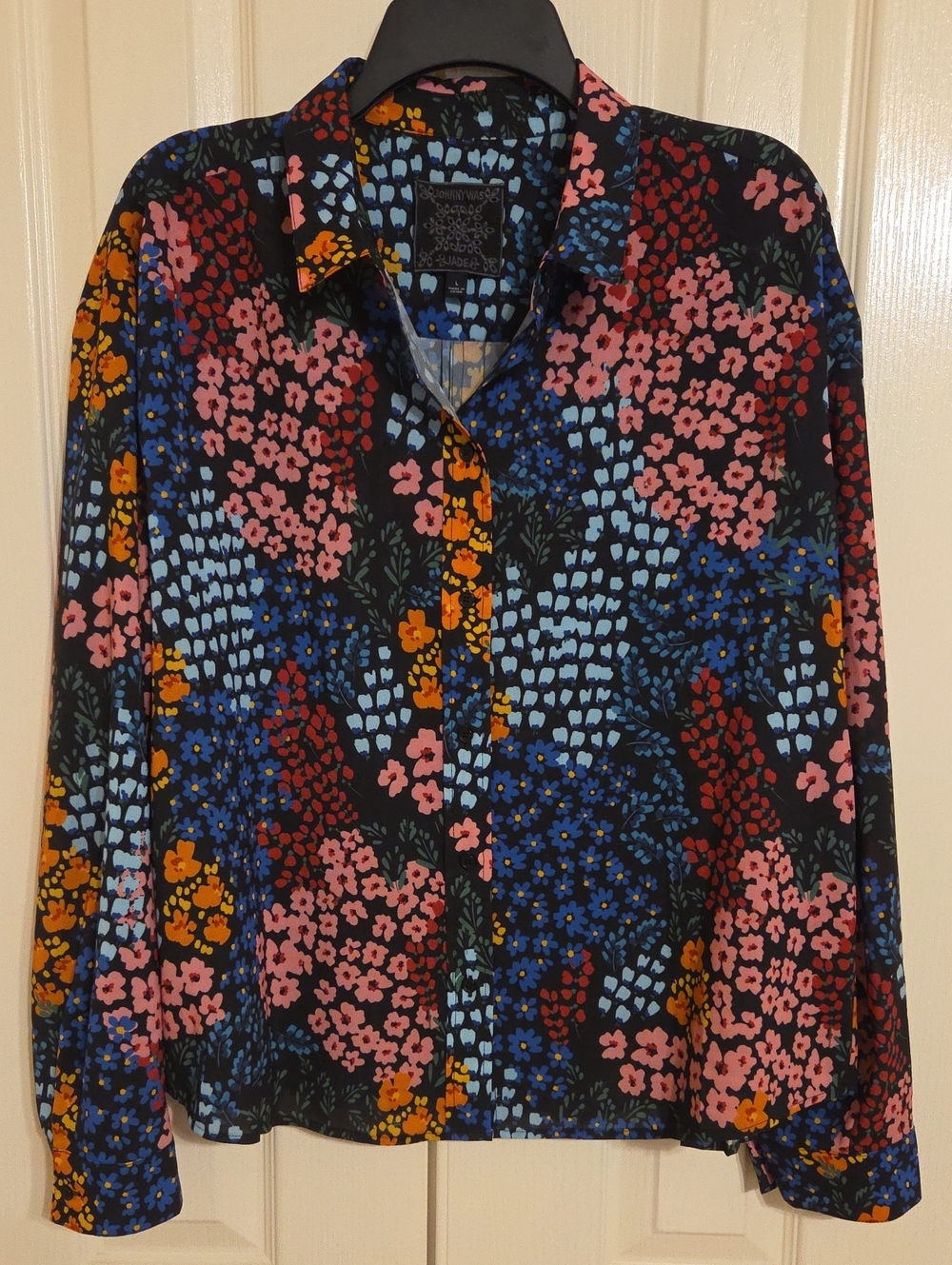 Johnny Was Astrid Pleated Floral Button-Down Blouse